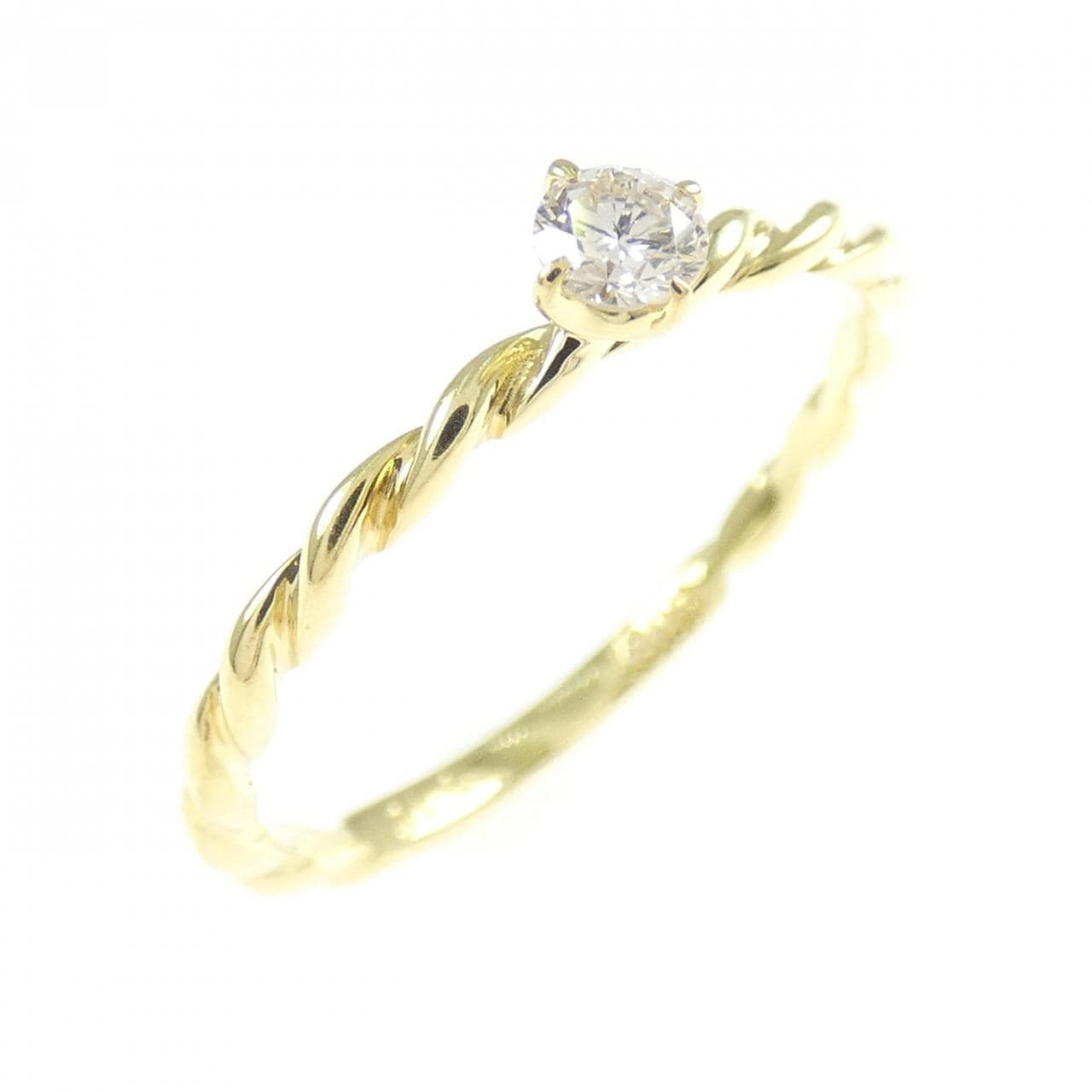 K18YG ソリティア ダイヤモンド リング 0.10CT