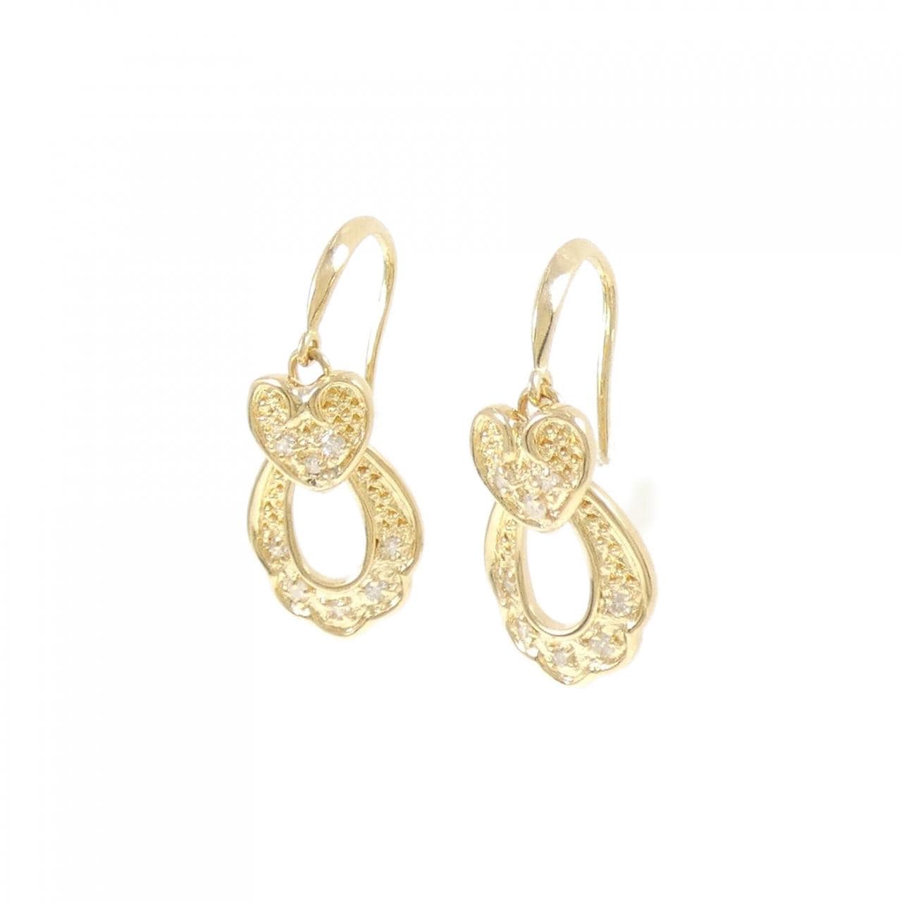 K18YG ハート ダイヤモンド ピアス 0.18CT