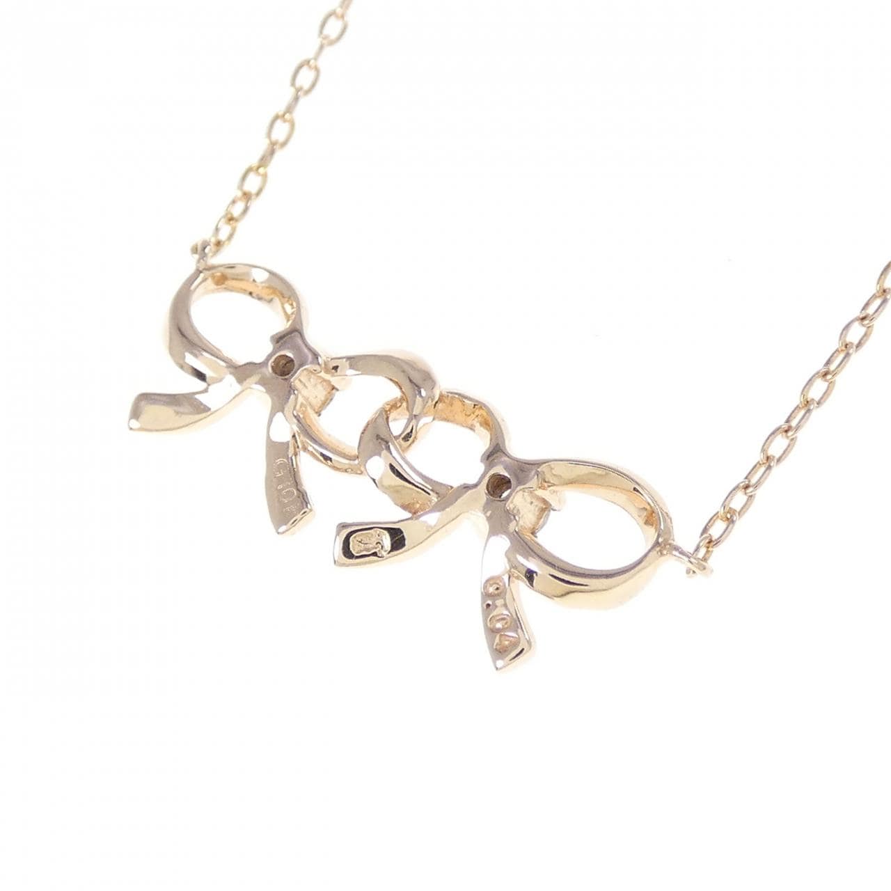 フォリフォリ リボン ダイヤモンド ネックレス 0.04CT