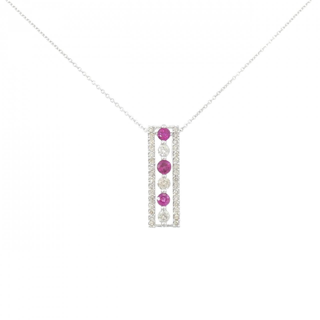 K18WG ルビー ネックレス 0.52CT