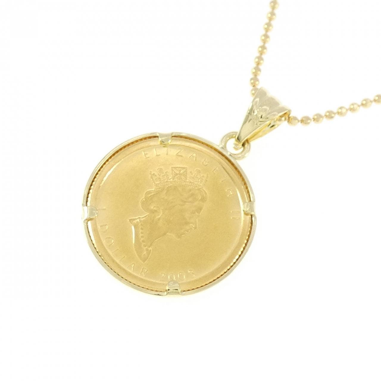 18KYG/750YG(frame) coin necklace