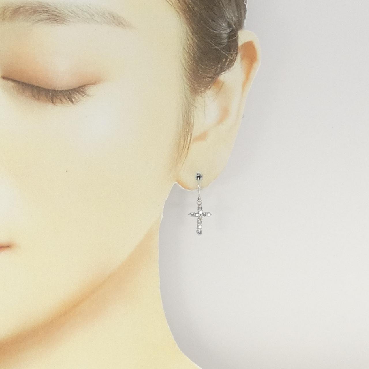 PT900 クロス ダイヤモンド ピアス 0.50CT