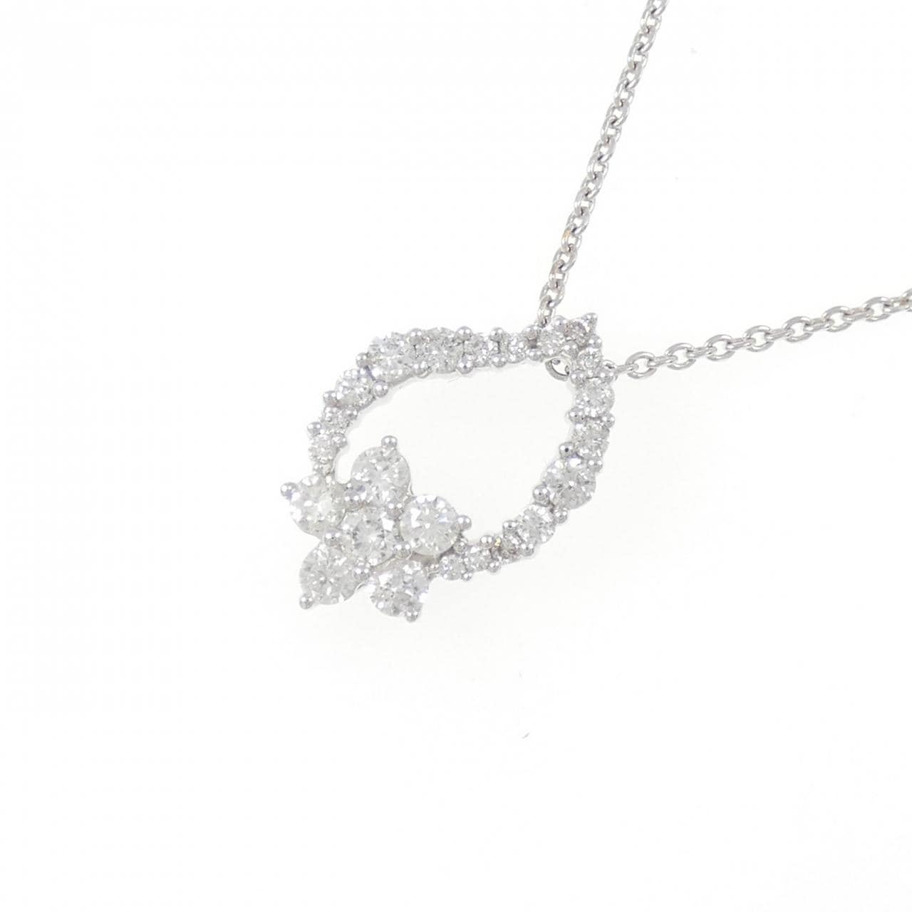 K18WG Flower Diamond Necklace 0.70CT