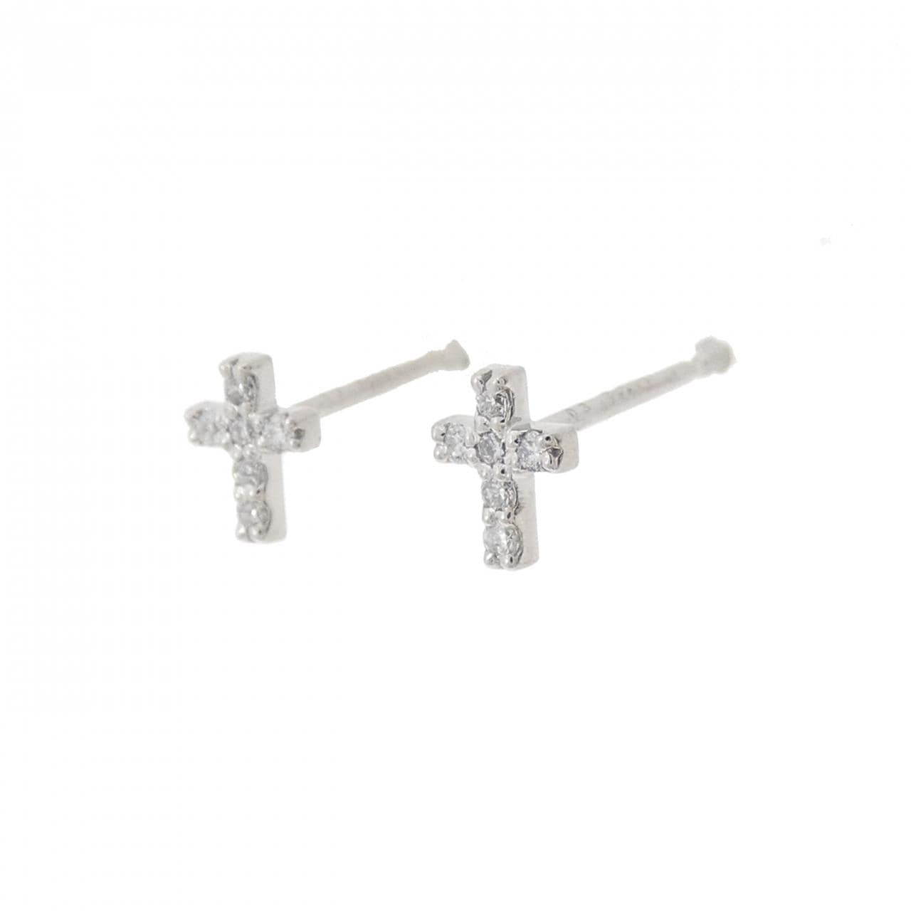 【新品】PT900 クロス ダイヤモンド ピアス 0.06CT