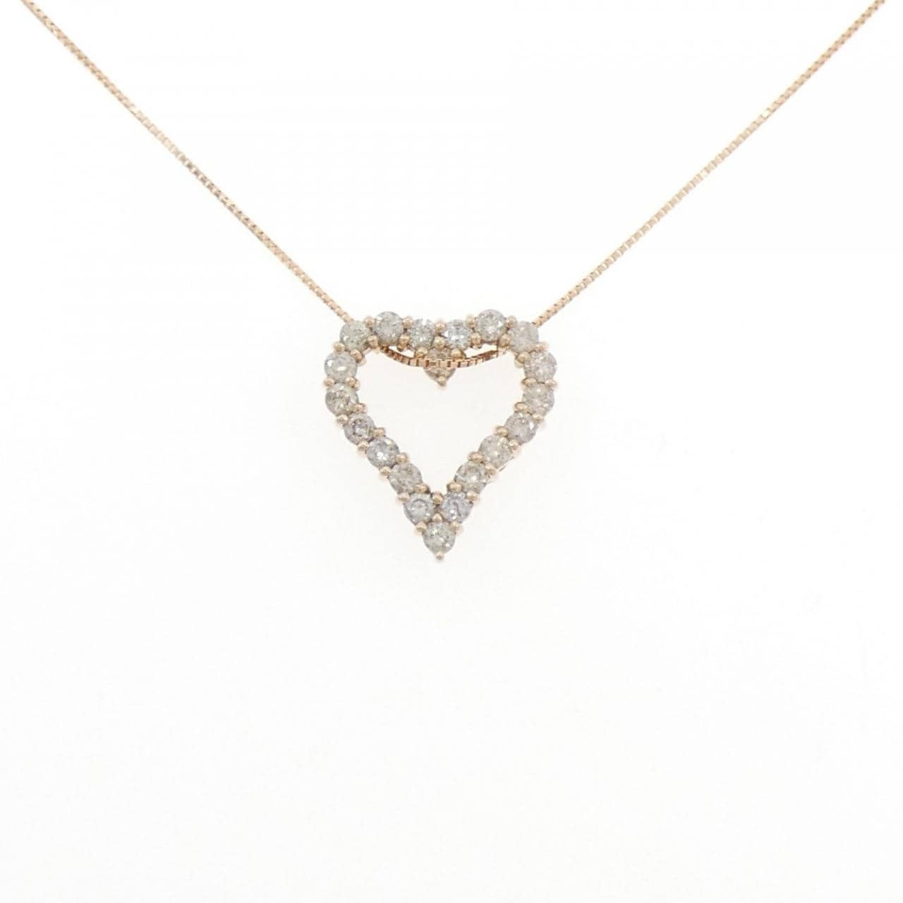 K18PG ハート ダイヤモンド ネックレス 1.00CT