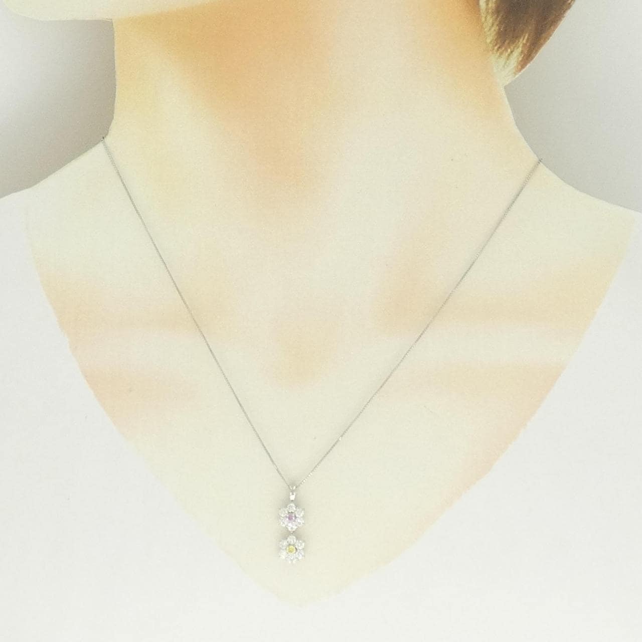 PT/PT850 ダイヤモンド ネックレス 0.046CT FIPP SI2/FIY I1