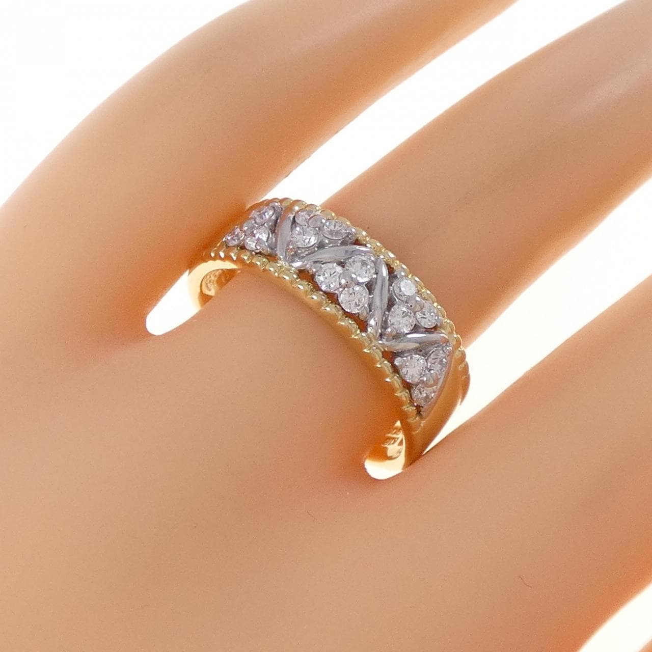 K18YG/PT900 ダイヤモンド リング 0.40CT