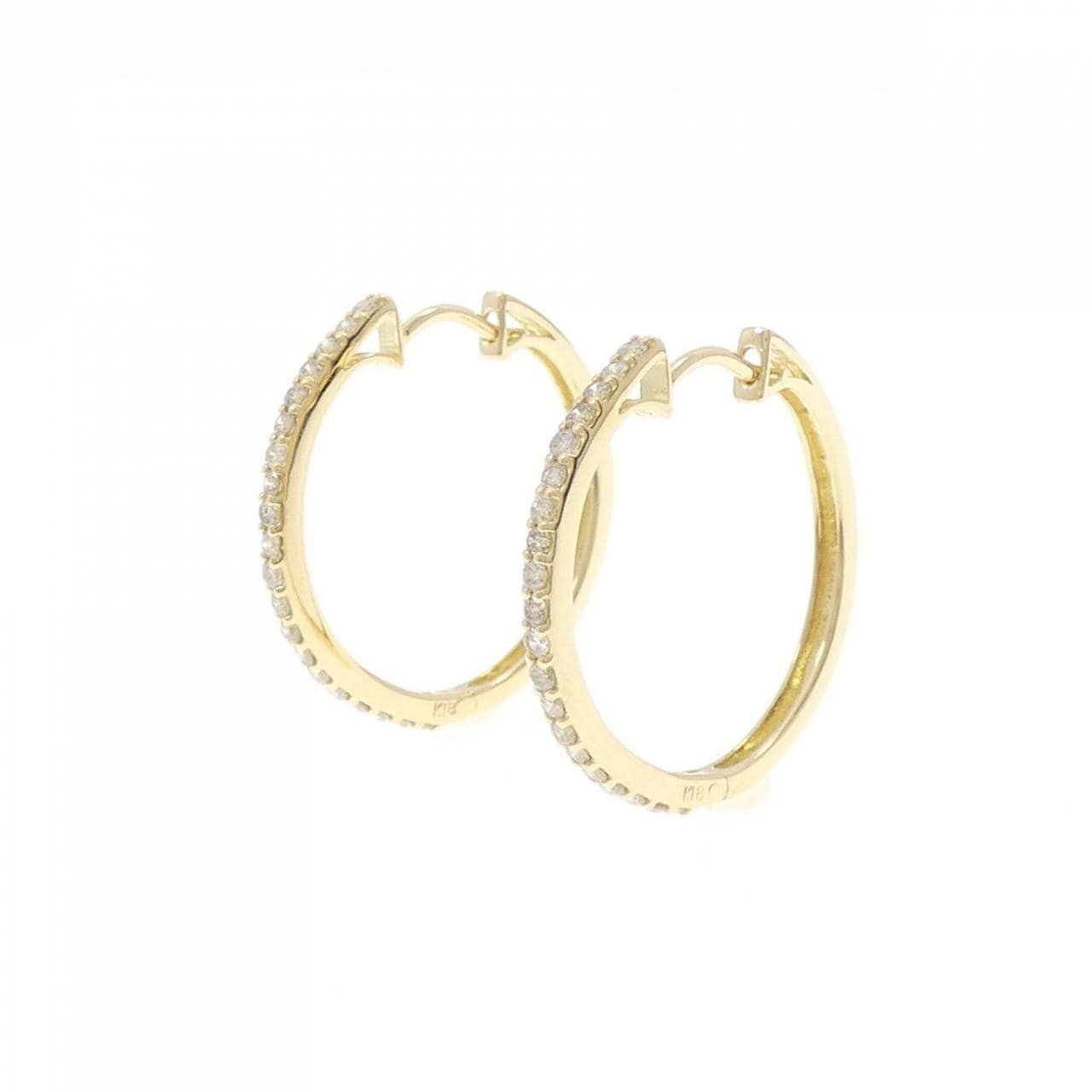 K18YG フープ ダイヤモンド ピアス 0.50CT