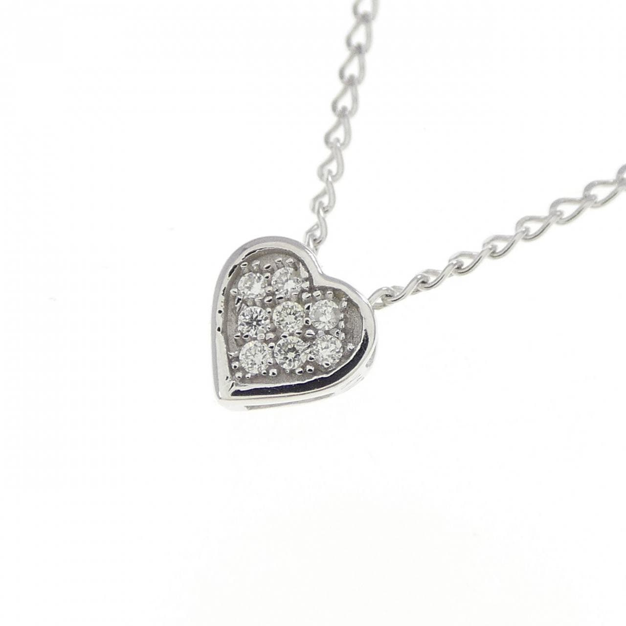 K10WG ハート ダイヤモンド ネックレス