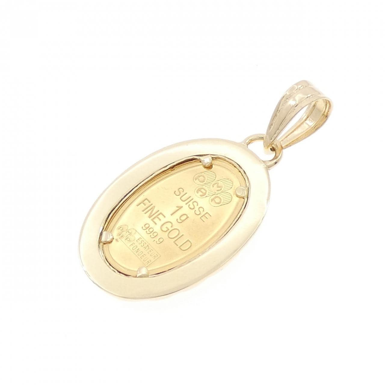 K18YG frame coin pendant