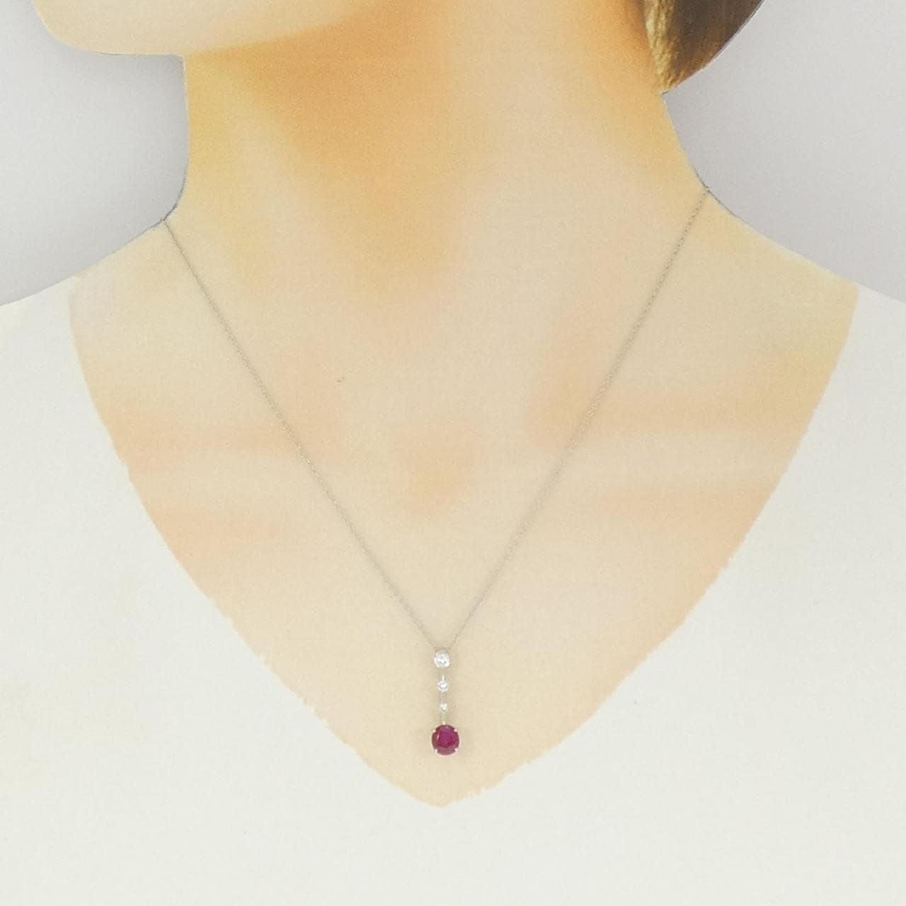 PT900/PT850 ルビー ネックレス 1.33CT