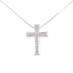 K18WG クロス ピンクダイヤモンド ネックレス 0.21CT