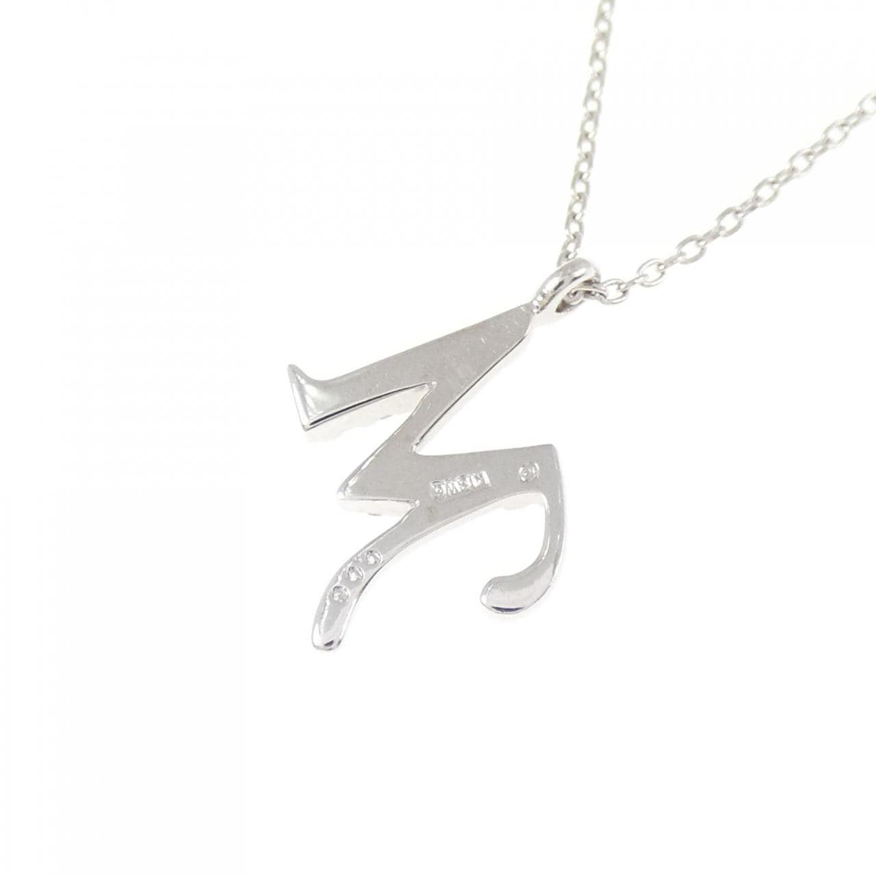 K18WG イニシャルM ダイヤモンド ネックレス 0.06CT