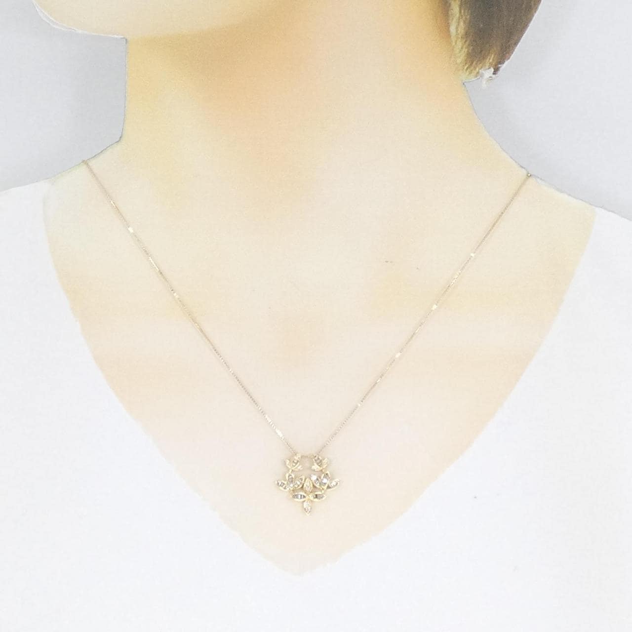 K18YG 2WAY Diamond necklace 0.24CT