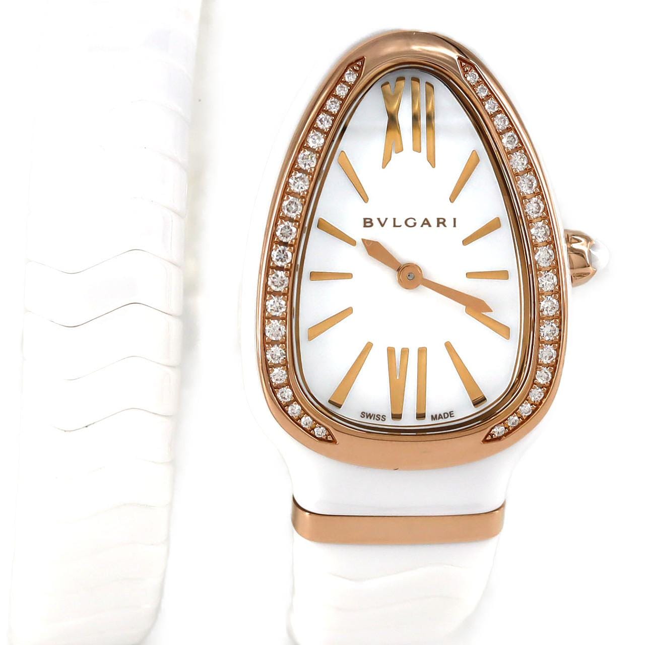 ブルガリ セルペンティスピガ セラミックxPG/D Sサイズ SPC35WG/102886 セラミックxPG クォーツ