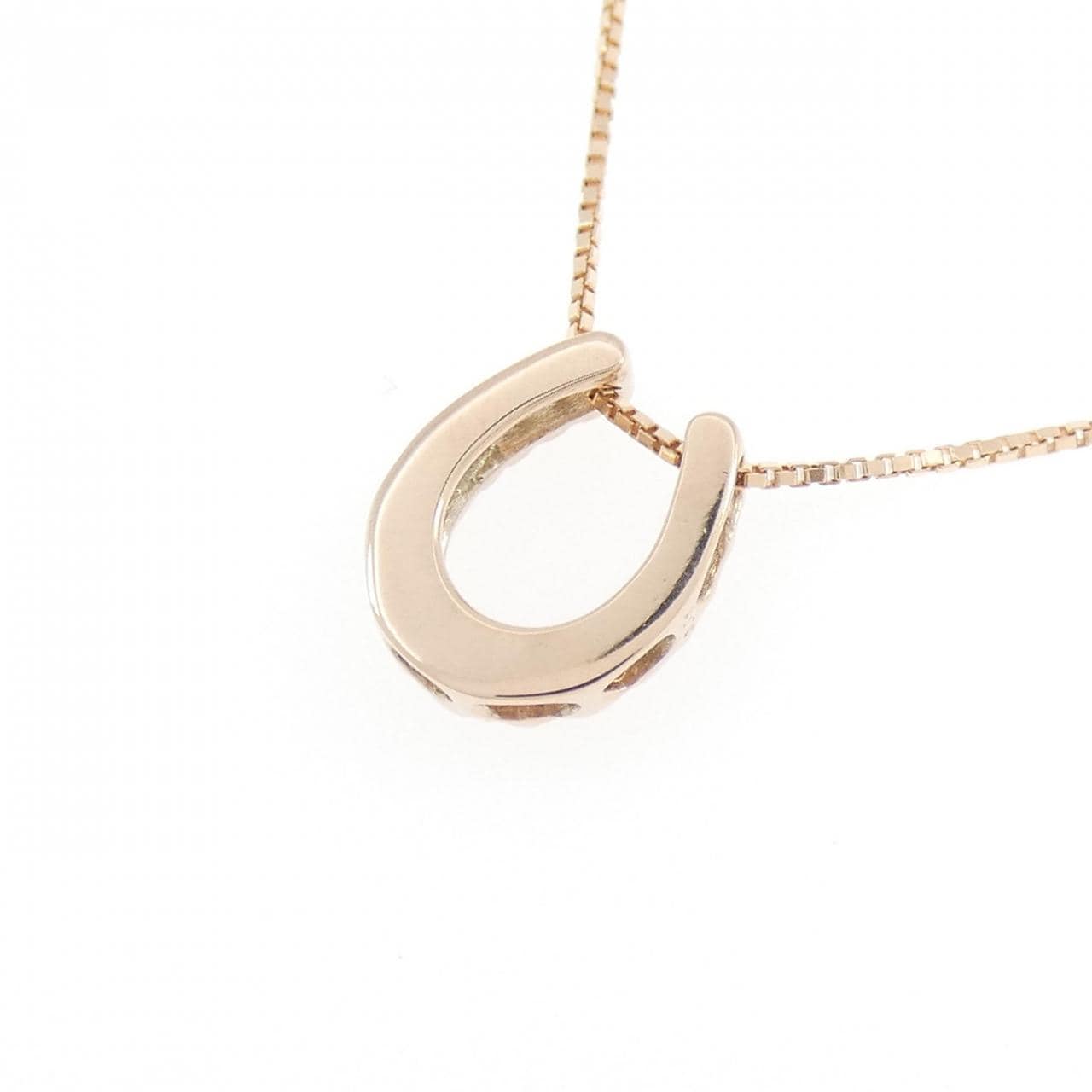 K10PG ホースシュー ダイヤモンド ネックレス 0.11CT
