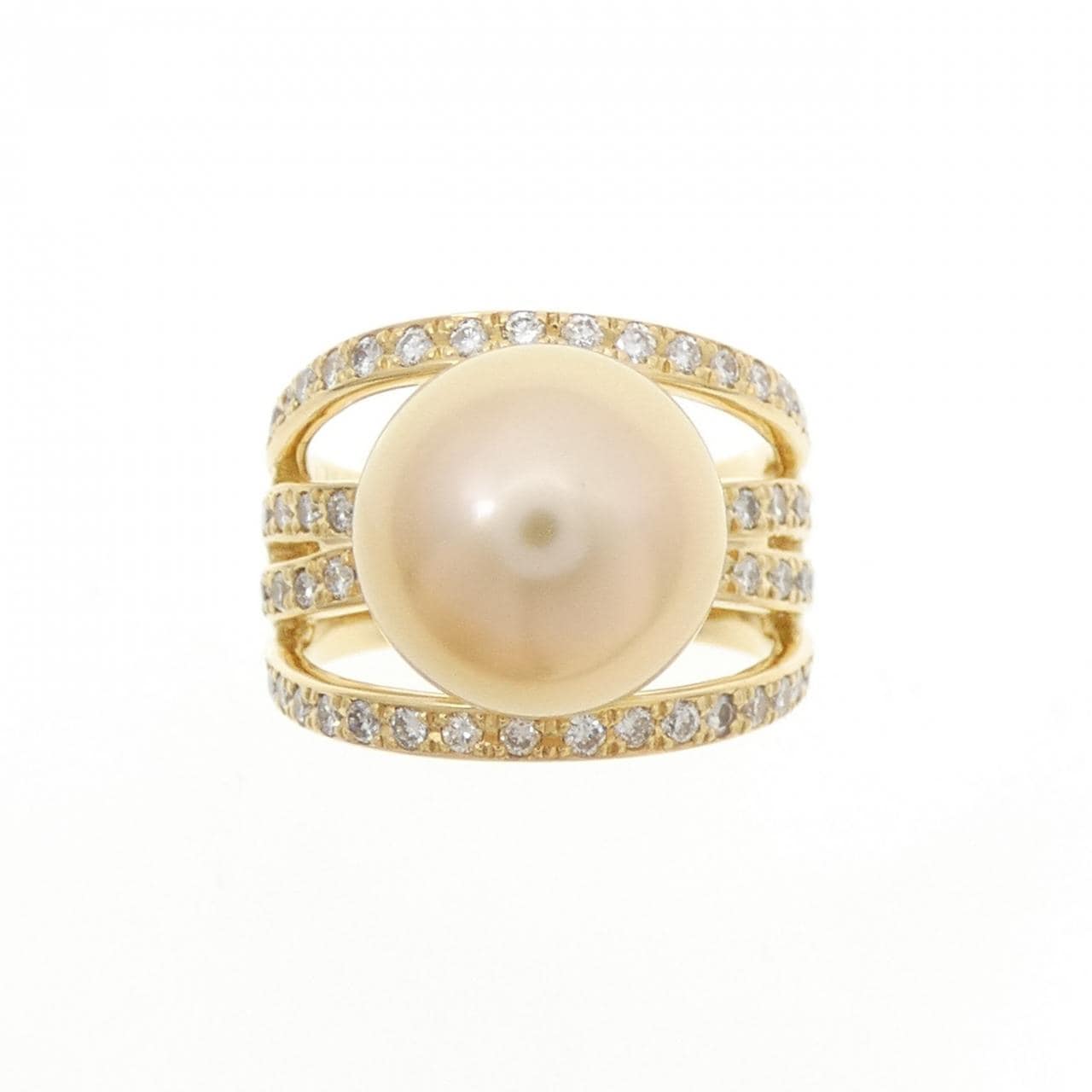 K18YG White Butterfly Pearl ring 11.5mm