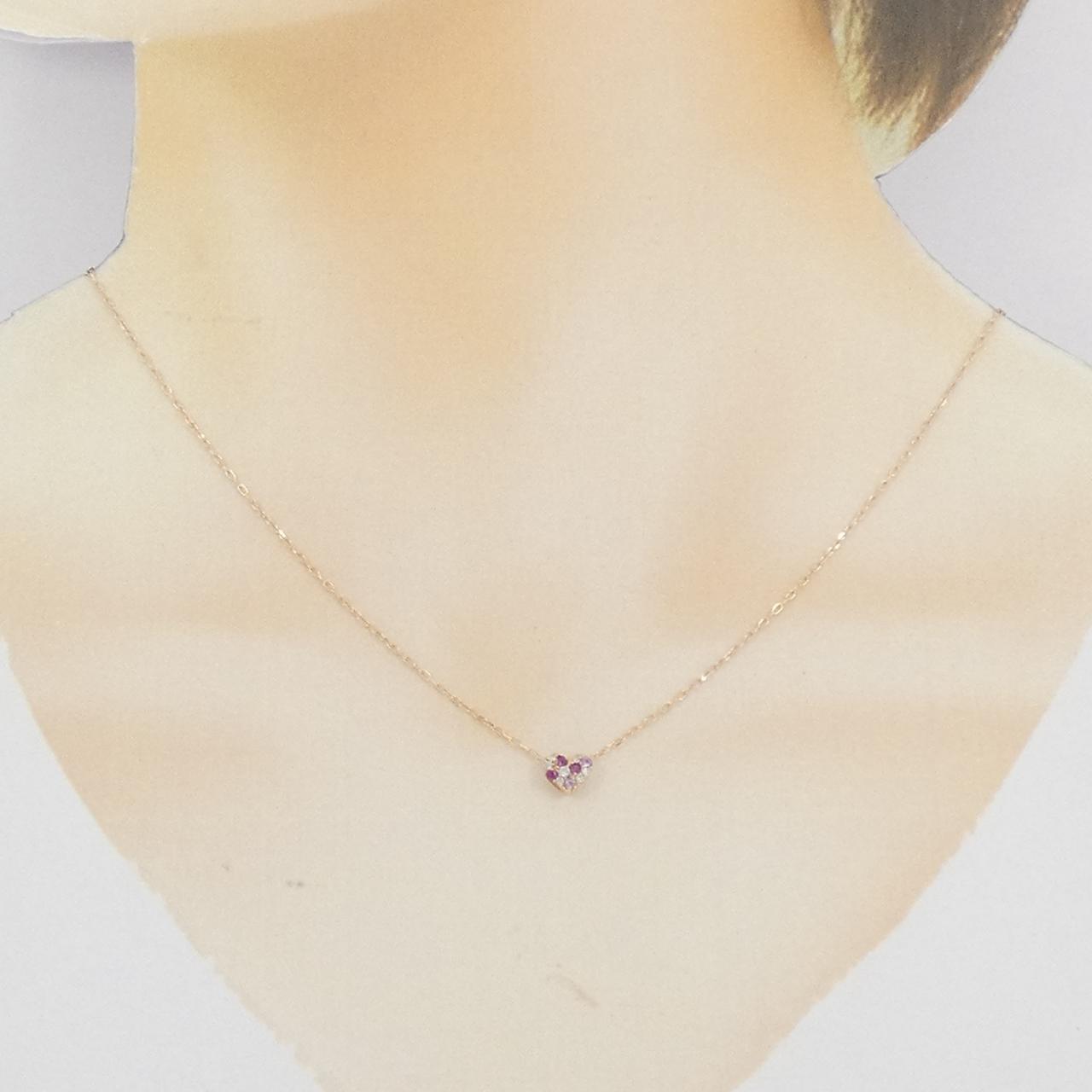 K18PG ハート サファイヤ ネックレス 0.09CT