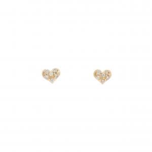 K18PG ハート ダイヤモンド ピアス 0.10CT