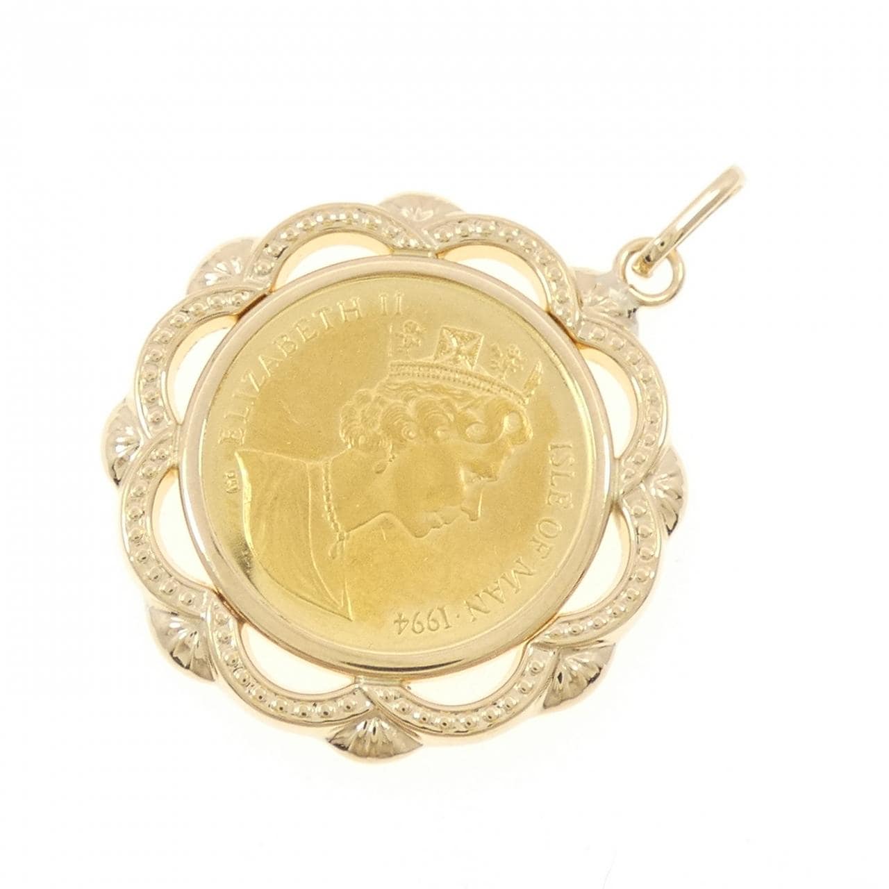 K18YG (frame) coin pendant