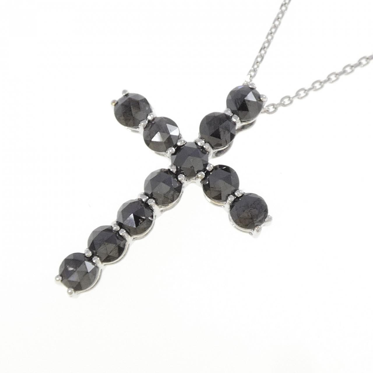 K18WG クロス ダイヤモンド ネックレス 2.20CT
