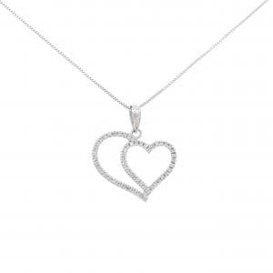 K10WG ハート ダイヤモンド ネックレス 0.16CT