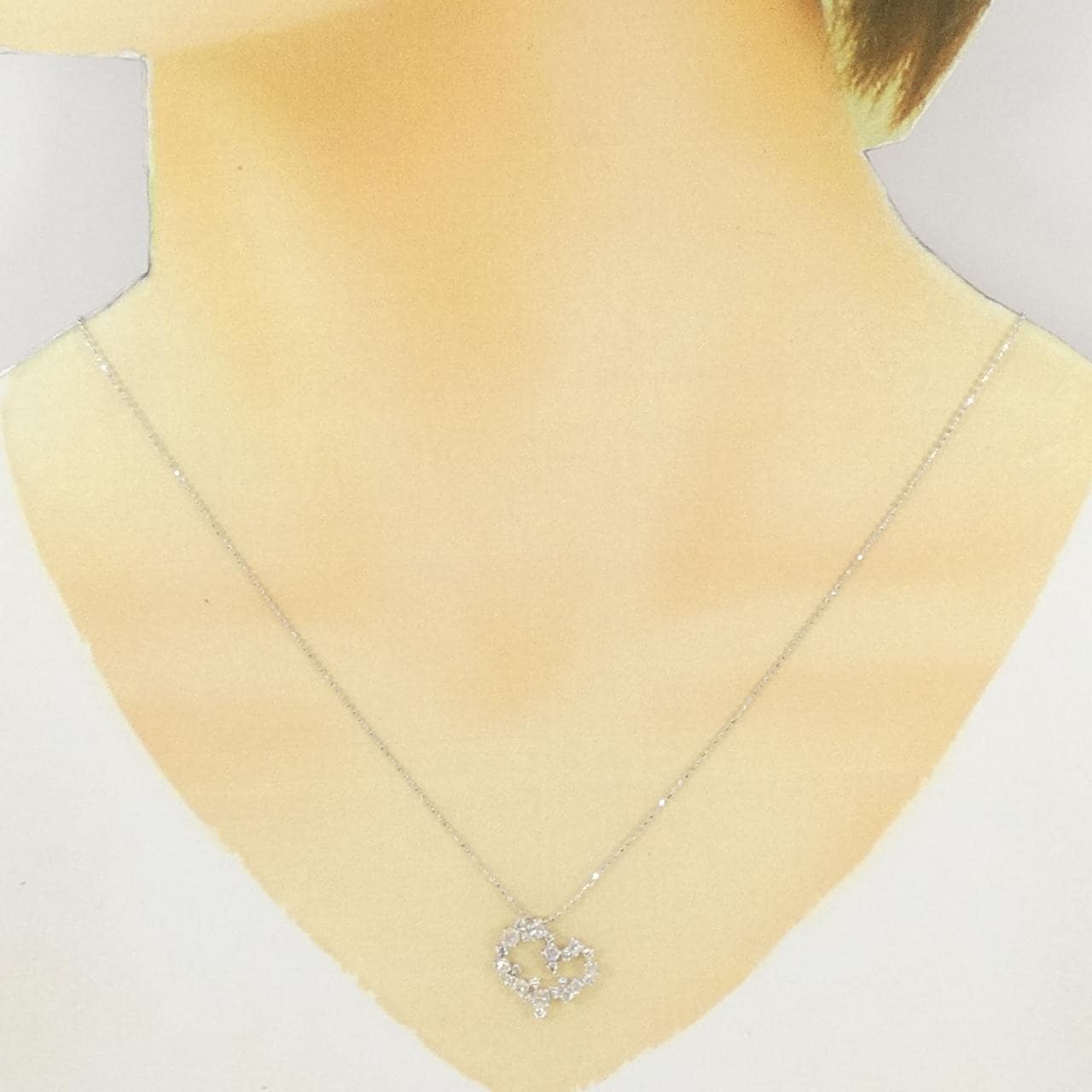 K18WG ハート ダイヤモンド ネックレス 0.45CT