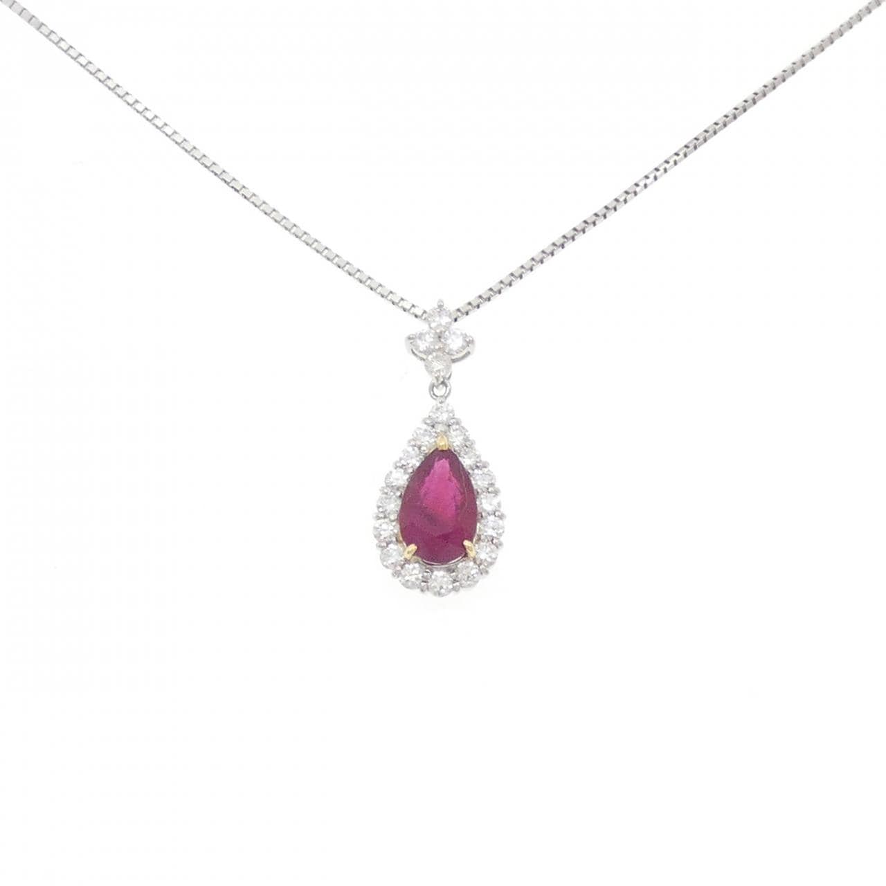PT900/K18YG/PT850 ルビー ネックレス 2.238CT ビルマ産