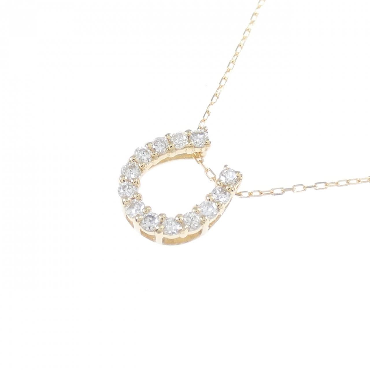 【新品】K18YG ホースシュー ダイヤモンド ネックレス 0.15CT