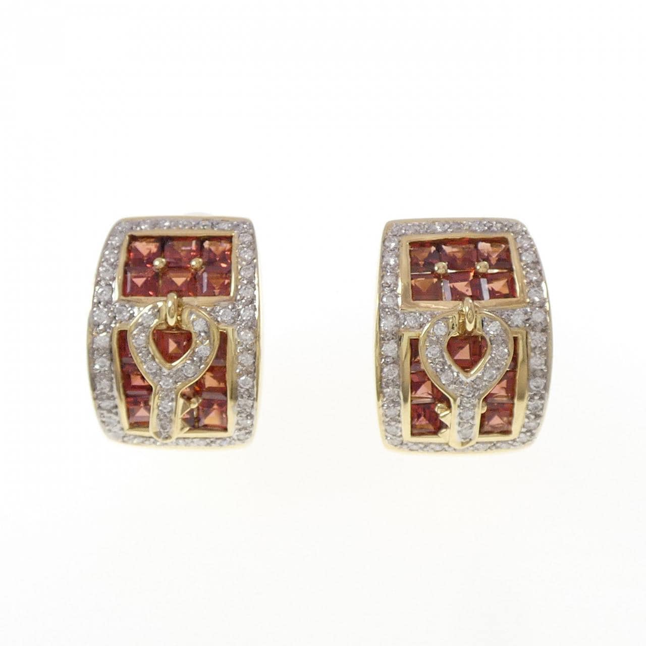 K18YG/K18WG キー ガーネット ピアス 6.00CT