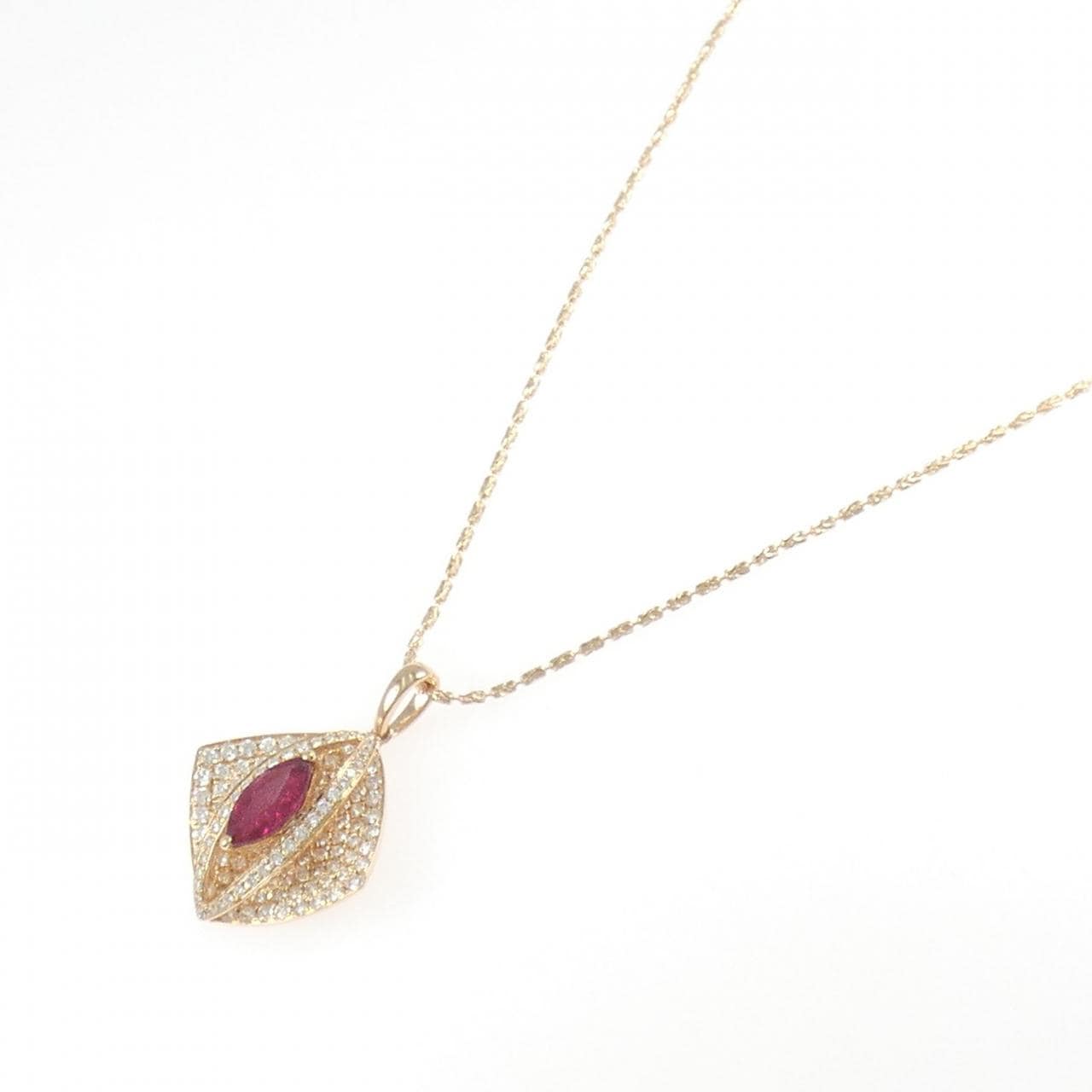 K18PG ルビー ネックレス 1.34CT