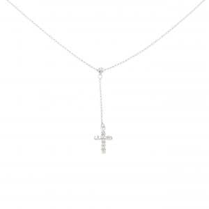 K18WG クロス ダイヤモンド ネックレス 0.1CT