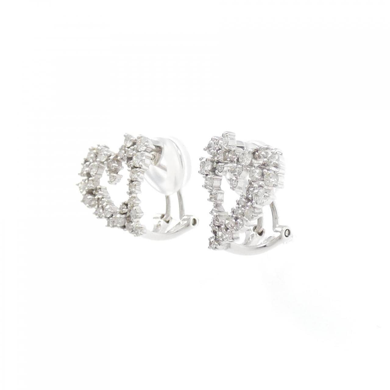 K18WG Heart Diamond Earrings/Earrings 1.00CT