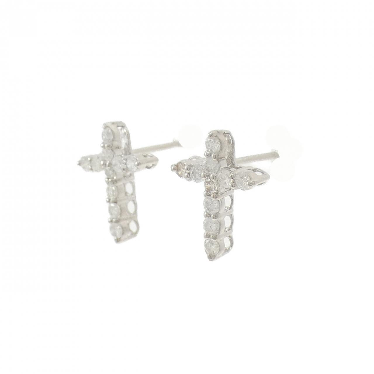 PT900 クロス ダイヤモンド ピアス 0.50CT