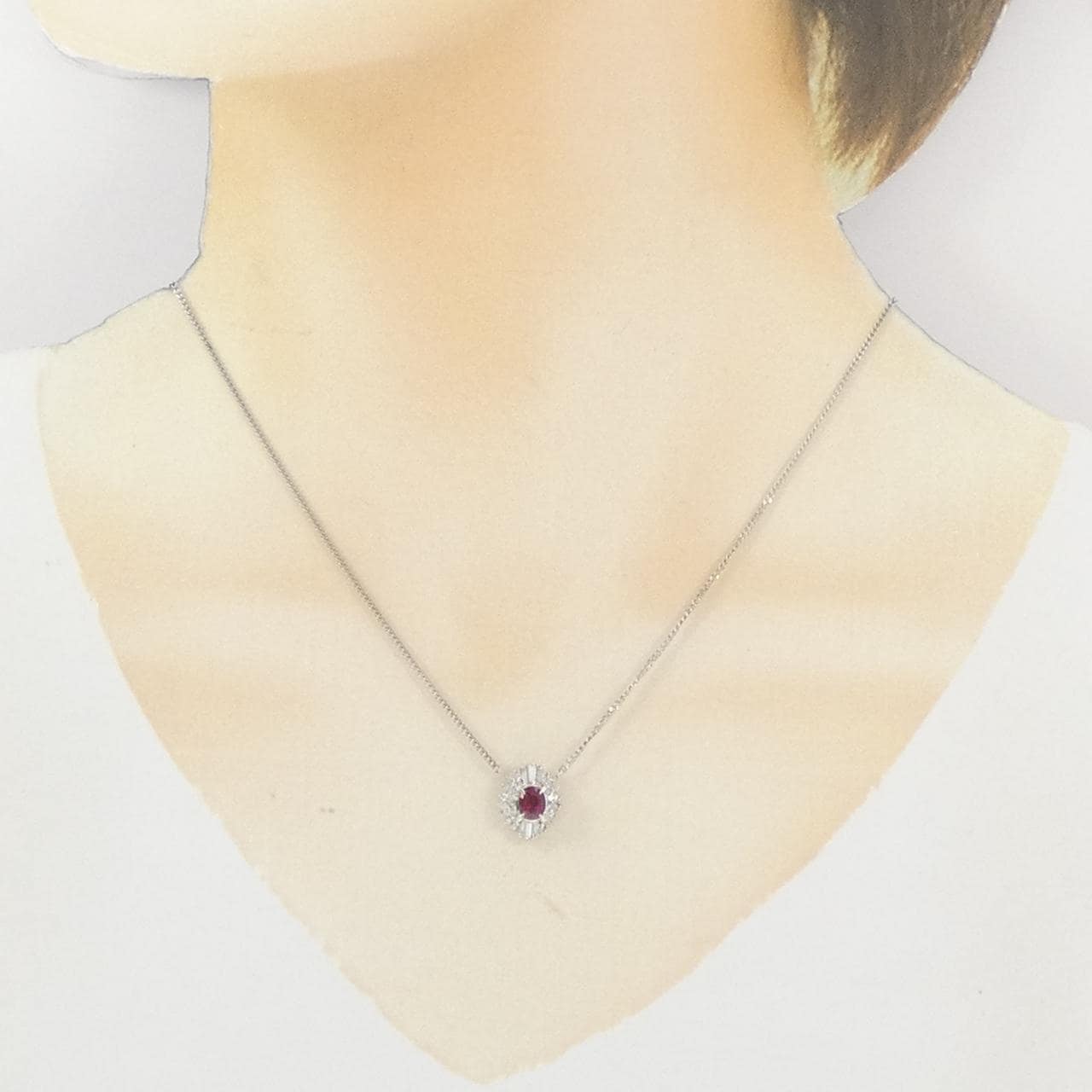 PT900/PT850 ルビー ネックレス 0.54CT
