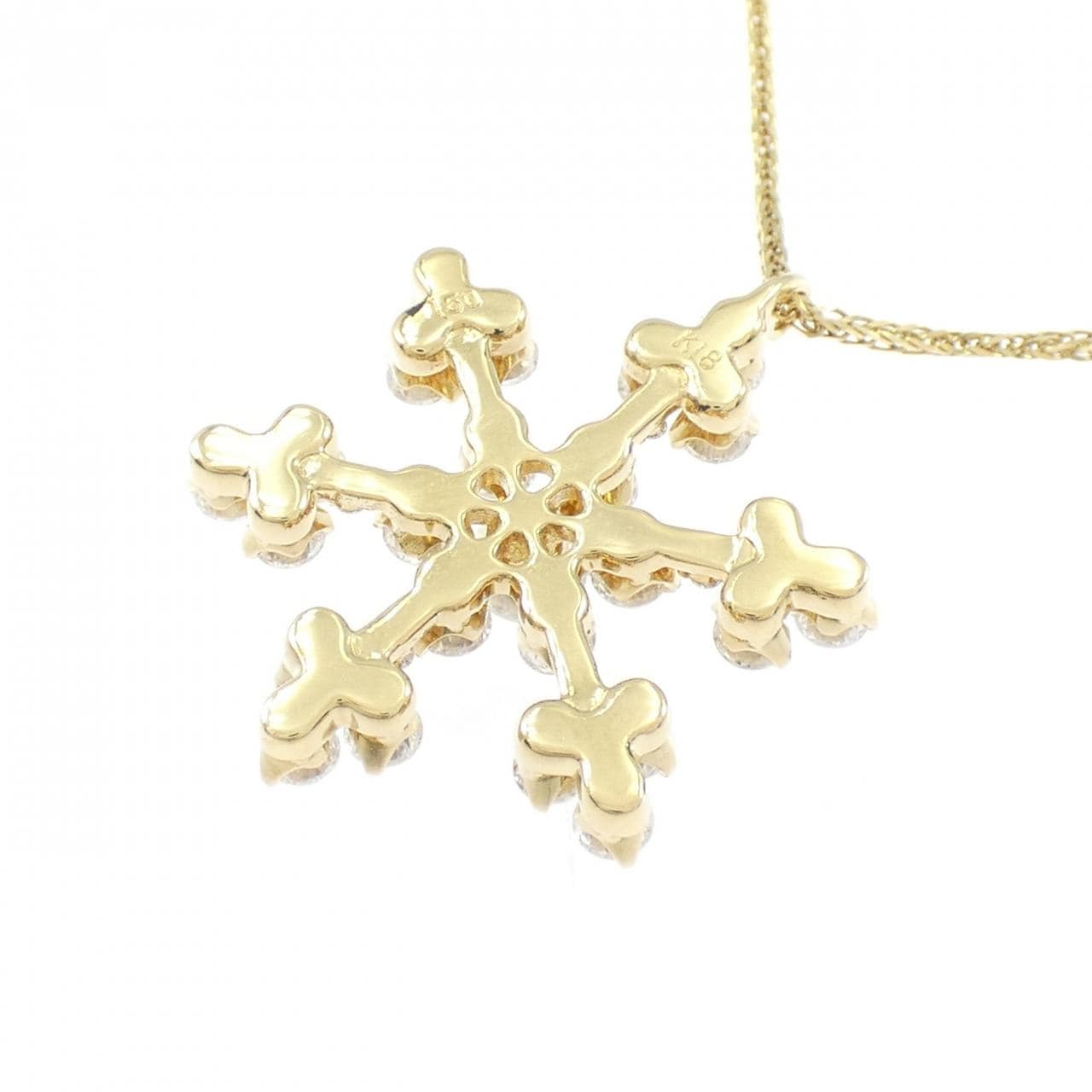 K18YG スノーフレーク ダイヤモンド ネックレス 1.50CT