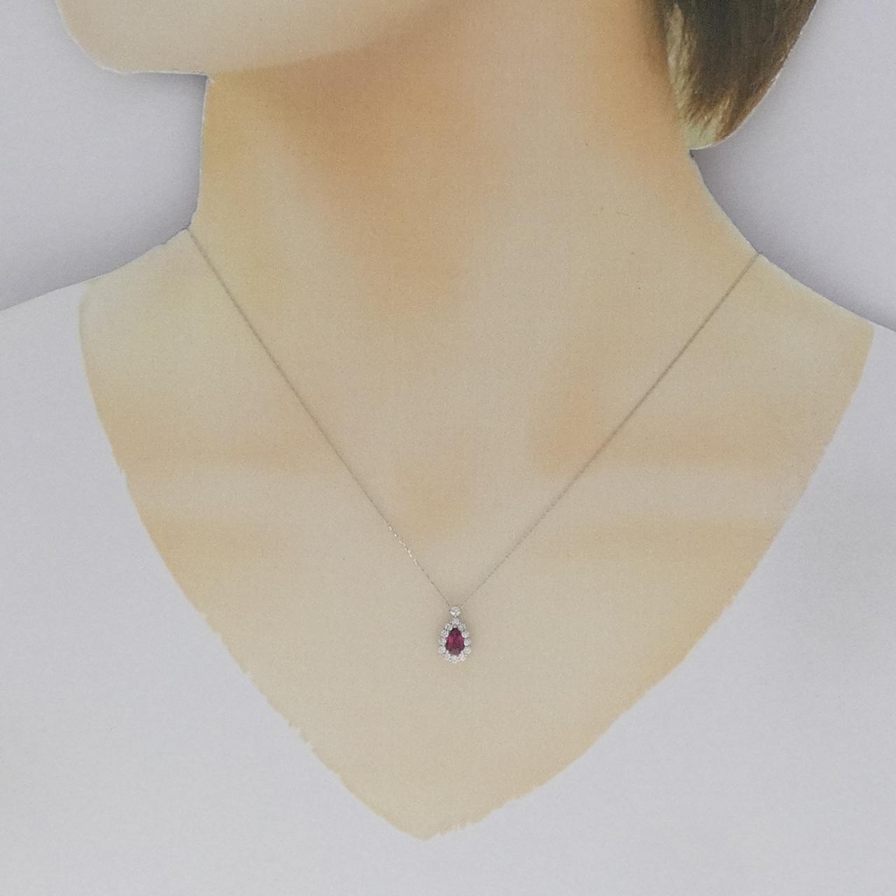 【新品】PT900/PT850 ルビー ネックレス 0.38CT