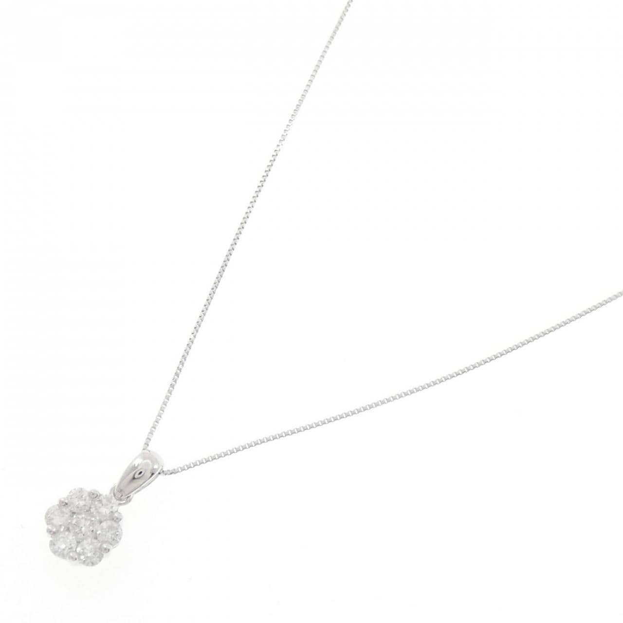 K18WG フラワー ダイヤモンド ネックレス 0.50CT
