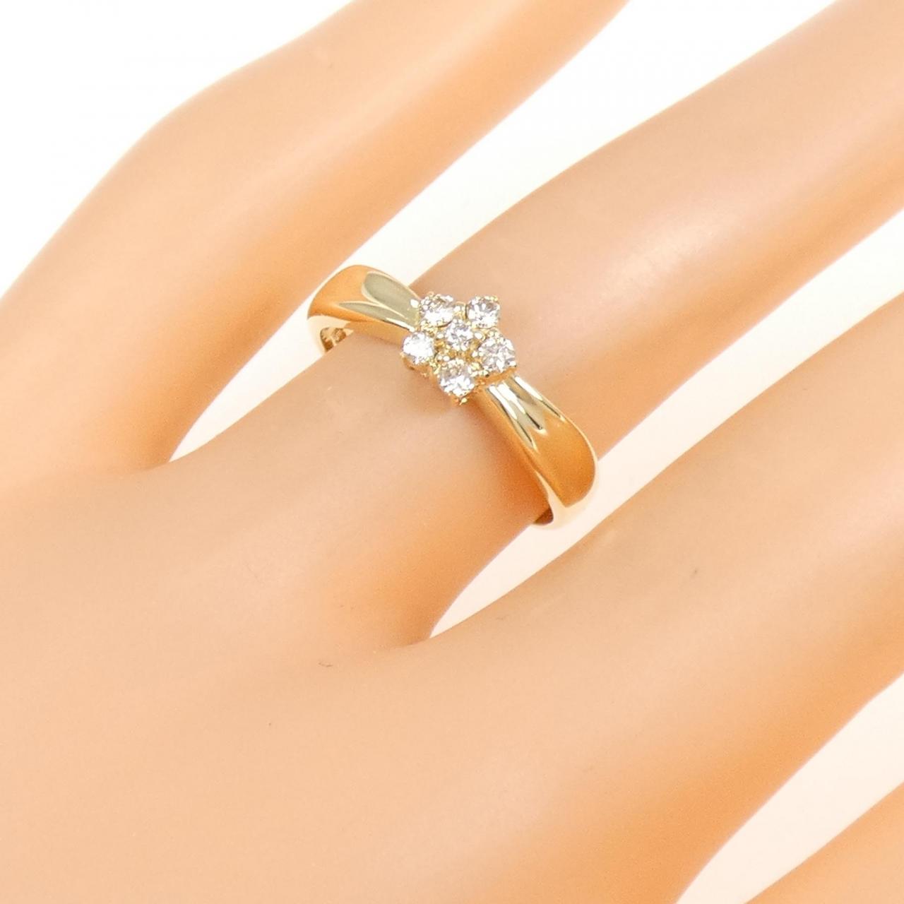K18YG フラワー ダイヤモンド リング 0.15CT