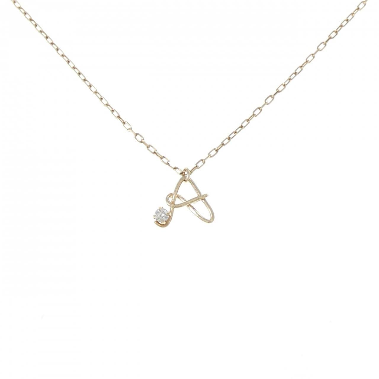 K10YG Initial A Diamond Necklace 0.02CT