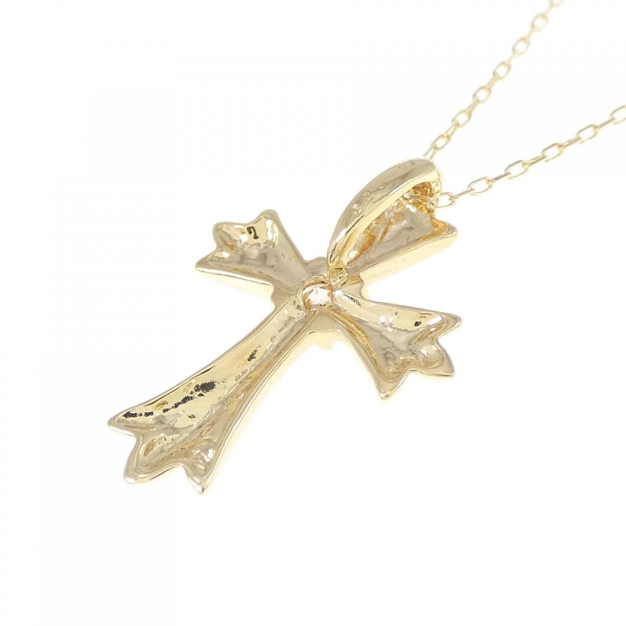 [BRAND NEW] K18YG Cross Diamond Necklace 0.07CT