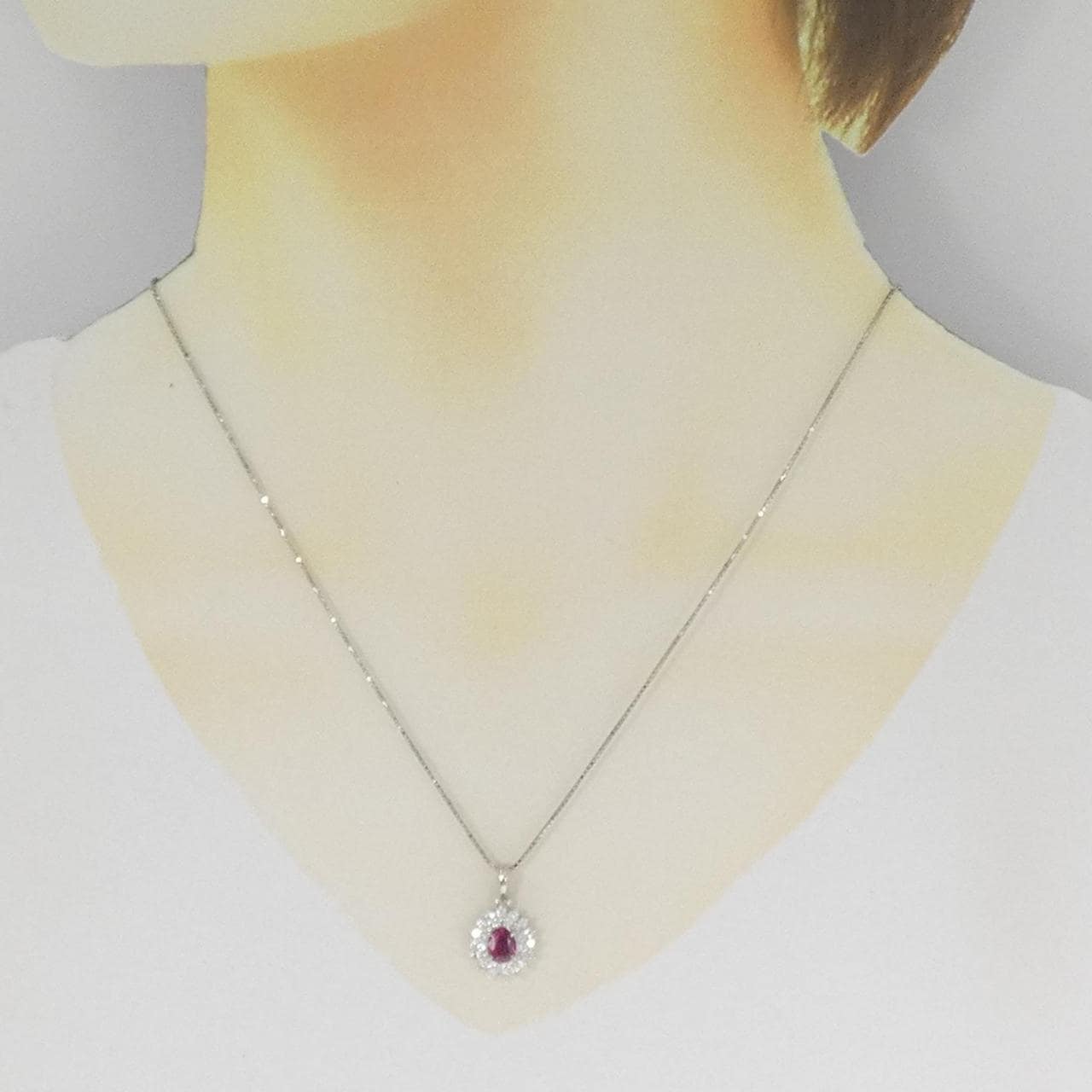PT900/PT850 ルビー ネックレス 0.60CT