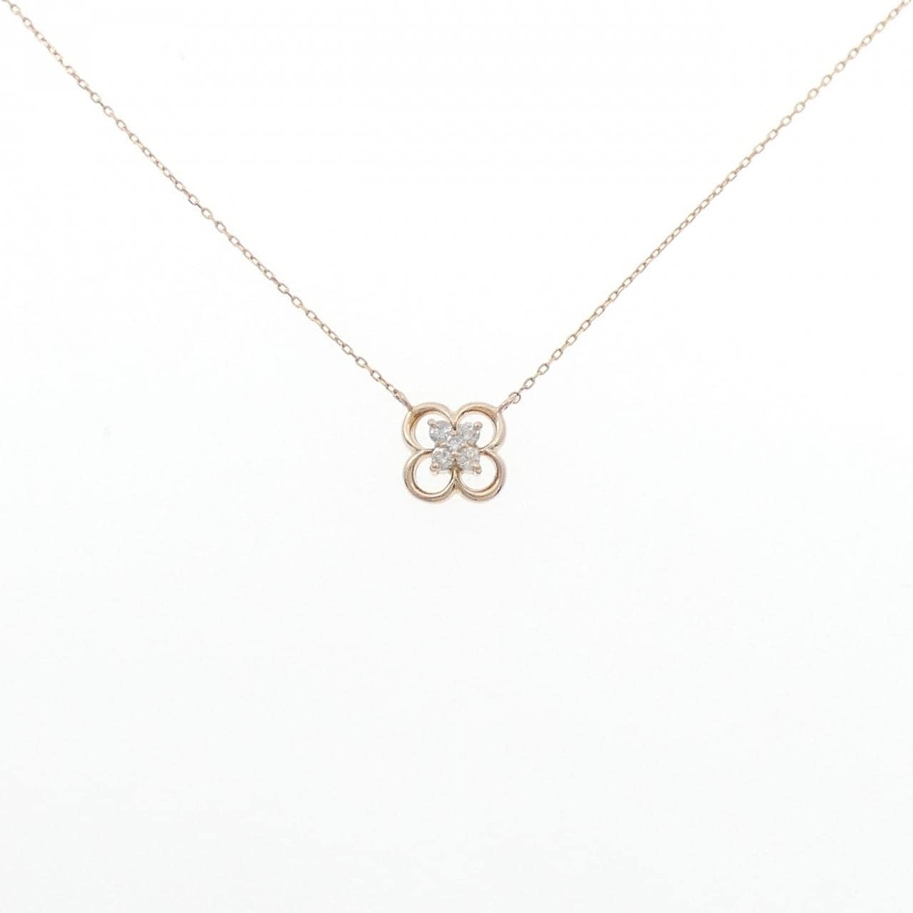 K18PG/K18YG フラワー ダイヤモンド ネックレス 0.10CT