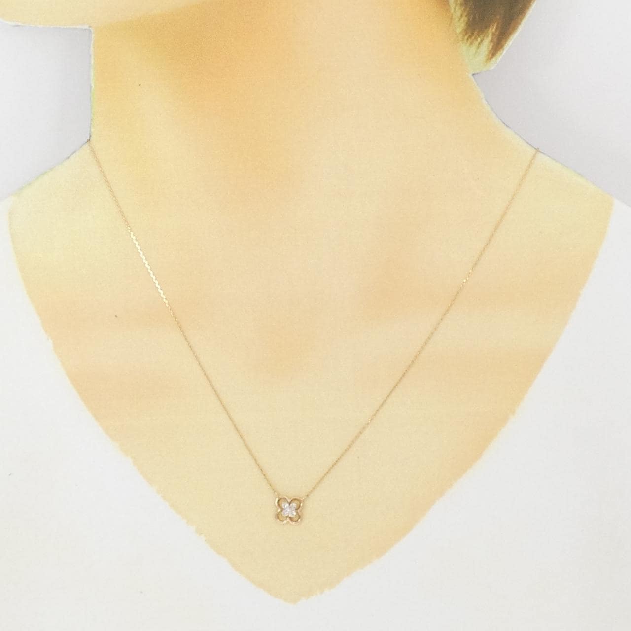 K18PG/K18YG フラワー ダイヤモンド ネックレス 0.10CT