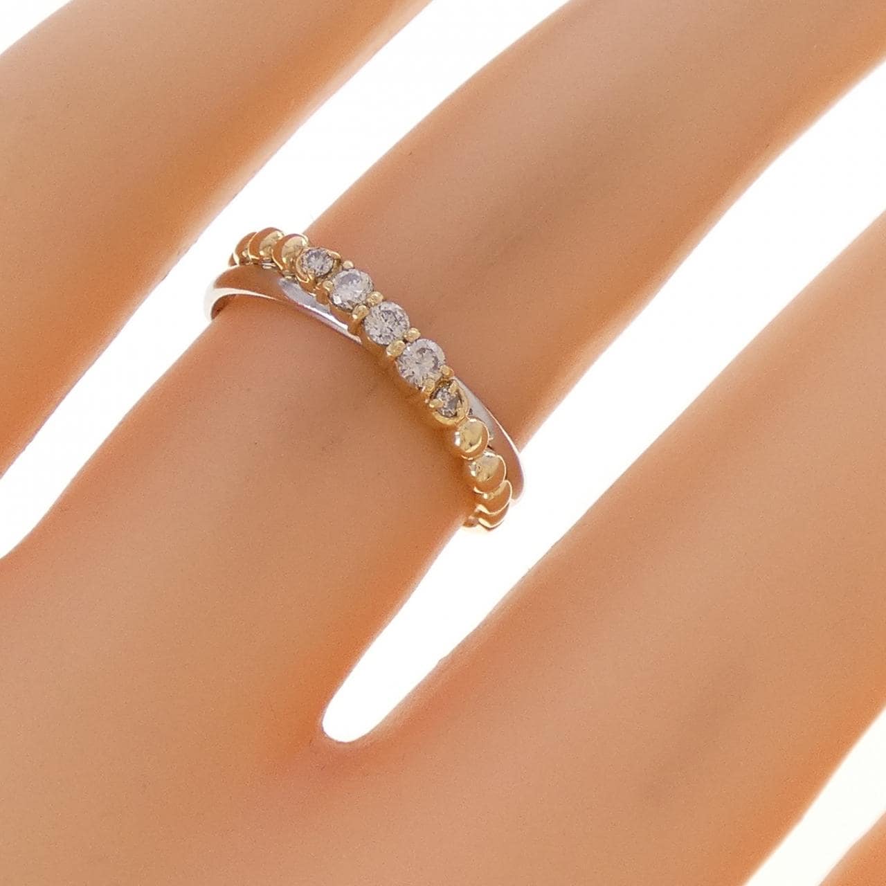 K18YG/PT900 ダイヤモンド リング 0.13CT