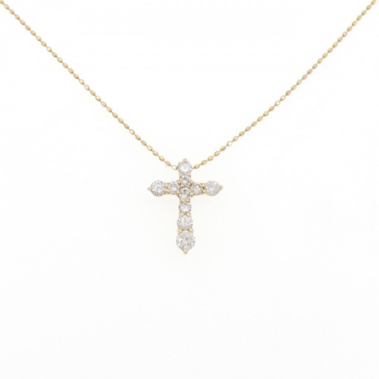 K18YG クロス ダイヤモンド ネックレス 0.5CT