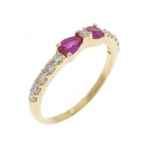 K18YG リボン ルビー リング 0.31CT