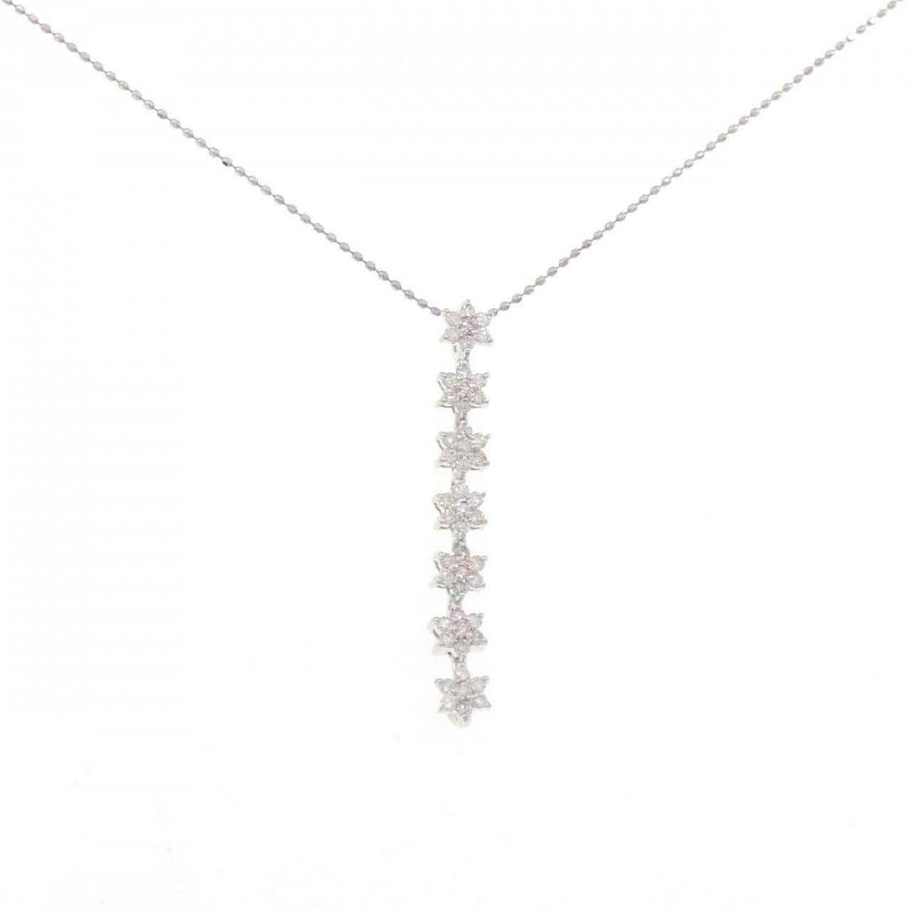 PT900/PT850 フラワー ダイヤモンド ネックレス 0.42CT