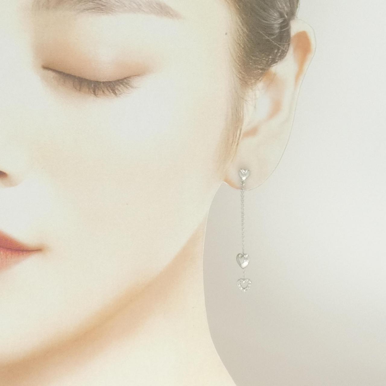 K18WG ハート ダイヤモンド ピアス