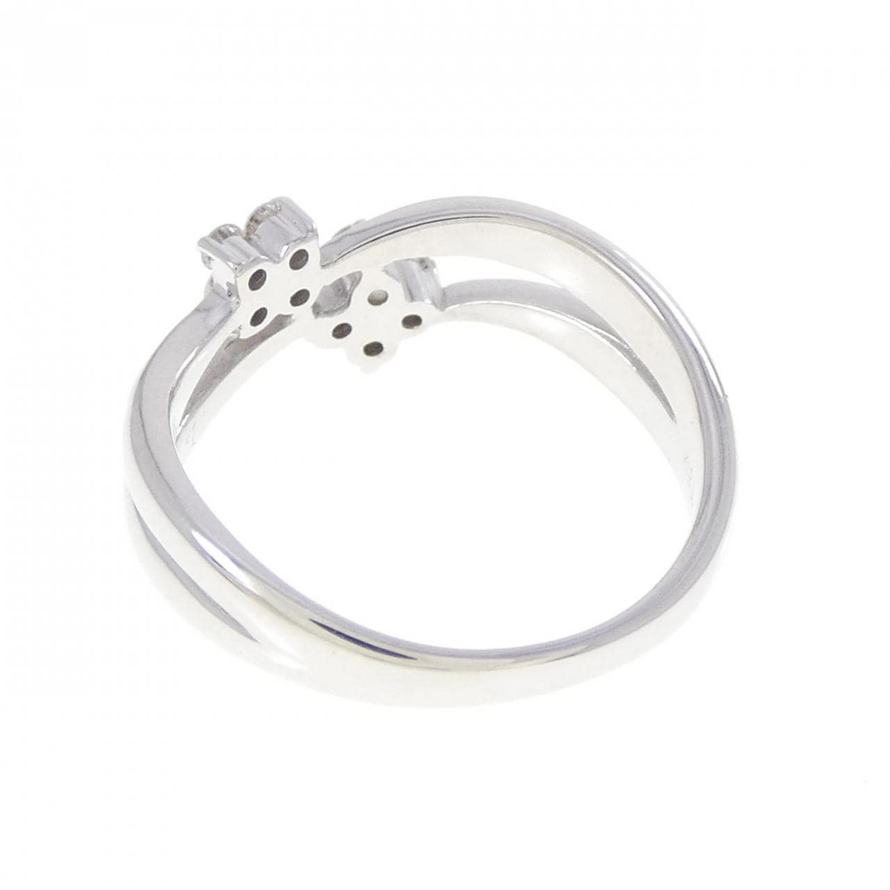 K18WG フラワー ダイヤモンド リング 0.21CT